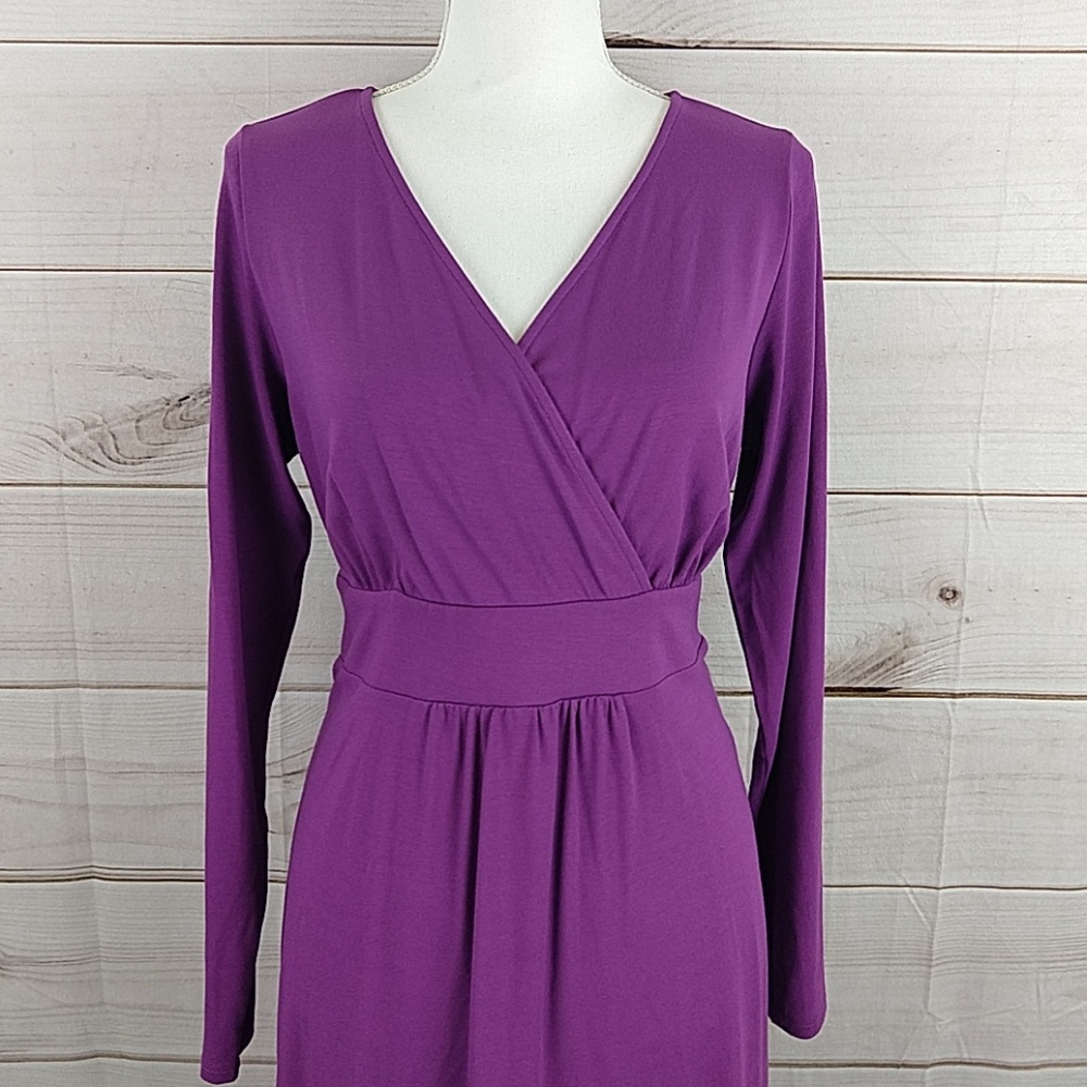 Eileen Fisher V Neck Surplice Purple Dress